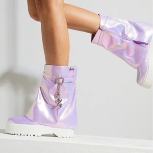 Stella Luna Combat Boot - Iridescent Lilac